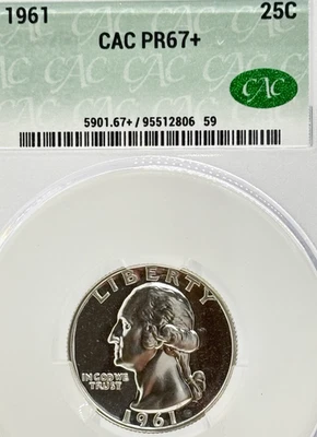 1961-P 25C Washington Quarter ~95512806 59~ CAC PR 67+  #13420 - Image 1 of 4