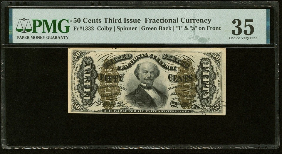 FR# 1332 Fractional 1864 Union Currency 50c, Rare Civil War Third Issue, PMG 35 - Image 1 of 4