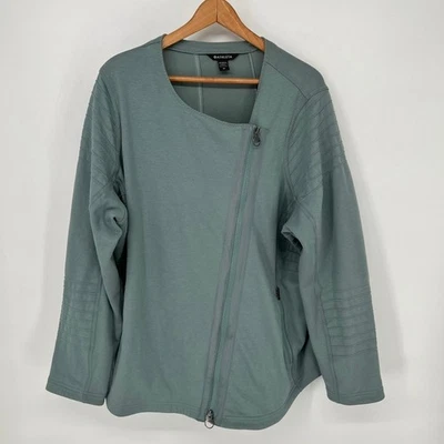 Athleta Jacket Womens 3X Green Moto Jacket Asymmetrical - Image 1 of 4