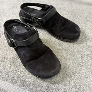 Vionic Adelaide Shoes Womens Size 9 Black Suede Comfort Orthotic Clogs Slip On - Picture 1 of 16
