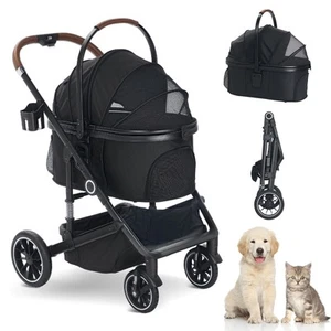 Pet Stroller with 4 Wheels, 3 IN 1 Folding Puppy Strollers for Small/Medium D... - Picture 1 of 8