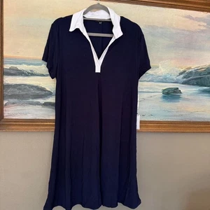 XL dunkelblau-weiß Kragen 1.State Kleid - Bild 1 von 5