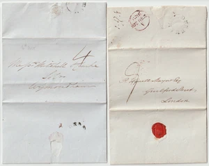 1829/39 NORFOLK 2 x UDC DEREHAM LETTERS 9d TO LONDON & WYMONDHAM (IN 4d POST) - Picture 1 of 3