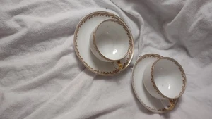 Tasses à thé et soucoupes Haviland & Co. Limoges Double Gold Schleiger (2)      - Photo 1/3