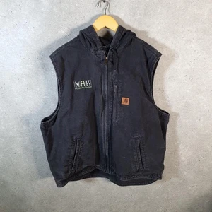 Vintage Carhartt Duck Canvas Hooded Vest Gilet Jacke Herren XL Schwarz USA - Bild 1 von 8