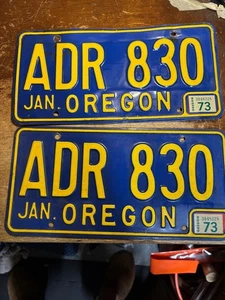 1973 OREGON License Plate Plates PAIR / SET ADR 830 - Picture 1 of 2