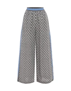Boteh Geometric Print Linen Wide Leg Trousers 1 S - Picture 1 of 10