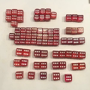 Riesiges Set (über 70) Kirschrote Würfel (5/8-9/16-3/4) (viele Paare & Sets) - Bild 1 von 6