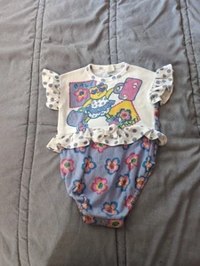 Vintage JPI Company Color Kids Bear AOP 80s 90s Flowers Romper Tutu Polka Dots - Picture 1 of 11