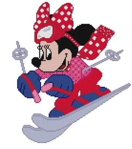 CROSS STITCH+ CRAFT PATTERN Minnie Mouse Snow Ski Poles Goggles Winter Sports - Picture 1 of 16