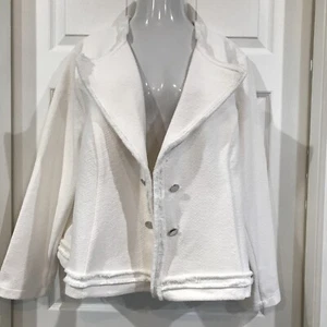 Calvin Klein White Plus Size Textured Cropped Occasional Jacket Open Lapel 3X - Picture 1 of 8