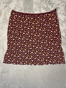 Free People IRL Mini Skirt Floral Print Plum Combo Size 12 - Picture 1 of 3