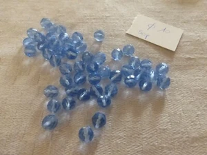  perle ancienne lot de 50 perle bleu en cristal facettes passe fil blanc - Bild 1 von 3