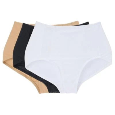 Rhonda Shear 3 Pack Mesh Insert Brief Size Large Black White Beige Lounge 650.16 - Image 1 of 4