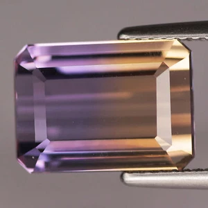 6.14 Ct Octagan 12 x 8.8 MM 100% Natural Purple & Gold Yellow Bolivia Ametrine - Picture 1 of 4