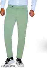Slim Fit Lycra Trouser Pants Green color Formal Party Wear Solid Lycra Men's