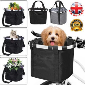 Bicycle Basket Foldable Bike Front Handlebar Pet Carrier Frame Bag Shopping Bags - Picture 1 of 29