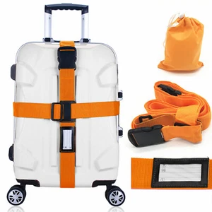 Heavy Duty Adjustable Luggage Strap Long Cross Travel Suitcase Packing Belt - Picture 1 of 47