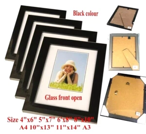 BLACK Photo Frame Picture Certificate frames 4x6 5x7 6x8 8x10 A4 10x13 12x12 A3 - Picture 1 of 35