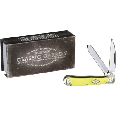 Rough Ryder Trapper pocket knife Carbon Steel blades Wharncliffe yellow handles - Image 1 of 4