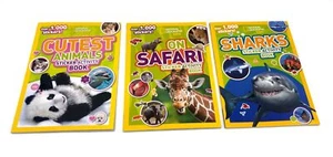 (3) National Geographic Kids Sticker Activity Books Sharks Safari Cutest Animals - Imagen 1 de 15