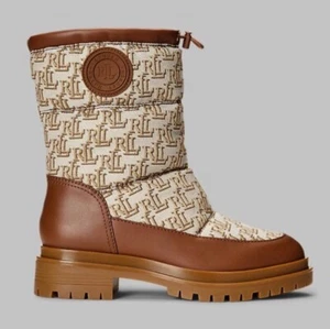 Lauren Ralph Lauren Coree Jacquard Quilt Logo boots - Size 8 - Picture 1 of 23