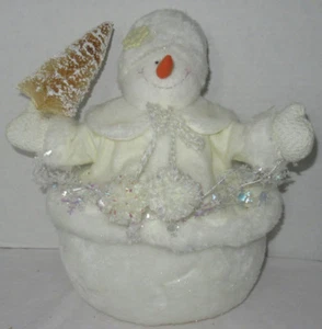 Russ Berrie Winter Off-White Glitter SNOWMAN Stuffed Animal Judy Lynn Collection - Picture 1 of 6
