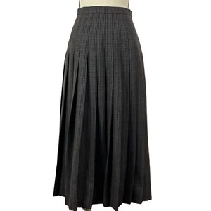 Vintage Burberrys Plaid Pleated Long Wool Skirt Size 8 - Picture 1 of 13