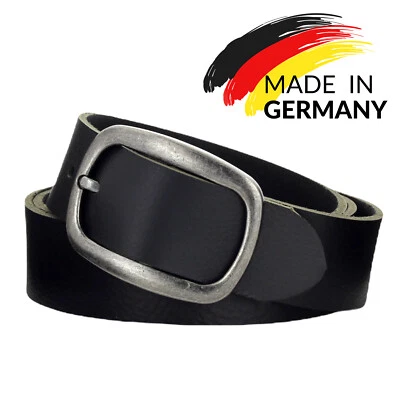 MANSA Gürtel Damen Herren Schwarz Vollleder 4cm Breit Ledergürtel Echtes Leder Neu