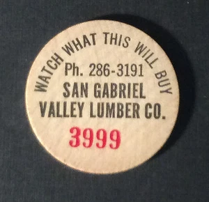 San Gabriel Valley Lumber Co #3999 Holz Nickel - Bild 1 von 2