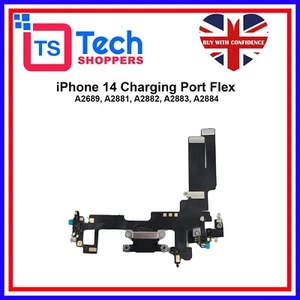 Apple iPhone 14 Charging Port Flex Cable Replacement Black (With Microphone) - Picture 1 of 3