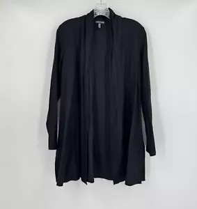 Eileen Fisher Womens Black Stretch Casual Open Cardigan Jacket Sz L - Picture 1 of 8