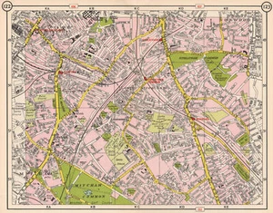 S LONDON. Mitcham Tooting Streatham West Norwood Norbury Eastfields 1953 map - Picture 1 of 1
