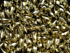 Beads Faceted Drops 18x8mm Gold 25g Plastic DIY Craft Jewellery - Picture 1 of 2