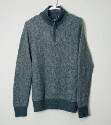 Isaac Mizrahi Half Zip Pullover Sweater Men's XL Gray Mock Neck 2 Ply Cashmere - Image 1 of 4