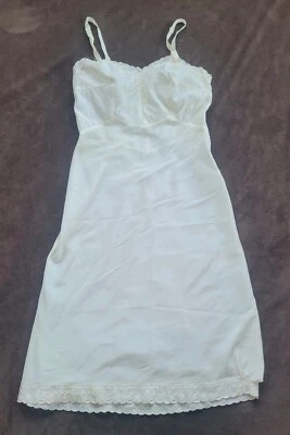 Vestido completo vintage para mujer correas ajustables sin cordones años 50 marfil nailon encaje talla S Foto 1 de 4