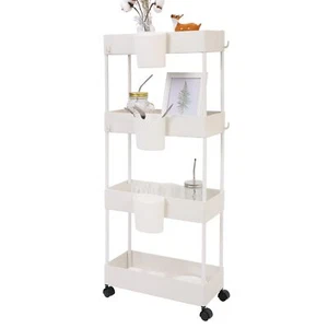4tier Slim Rolling Utility Cart Storage Shelves Trolley Storage Organizer Shelvi - Picture 1 of 8