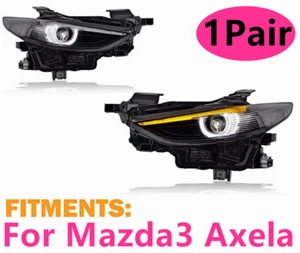 ✅1 Pair For Mazda3 Axela LED Headlights Sequential Turn Front Lamp Assembly Set - Foto 1 di 11