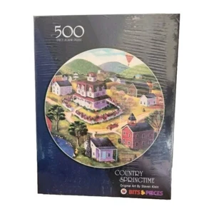 New Bits and Pieces Country Springtime 500 Pc. Round Jigsaw Puzzle Steve Klein E - Picture 1 of 5