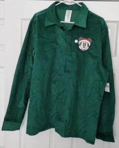 Parques Disney | Camisa Pana Mickey Mouse | Hombre | Verde | Talla Mediana Nueva con Etiquetas - Imagen 1 de 9