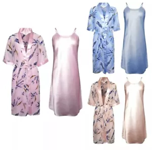 JUEGO DE VESTIDO Y CAMISÓN SATINADO MEZCLA SEDA 15% GASA TALLAS 10, 12, 14, 16, 18, 20 - Imagen 1 de 22