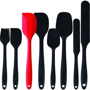 Silicone Spatula Set of 8 Rubber Kitchen Spatulas 446°F Heat Resistant Non Stick - Picture 1 of 10