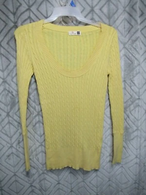 Gap Top Size S Yellow Pull Over Round Neck Long Sleeve Ribbed Casual Career Work - Image 1 of 3