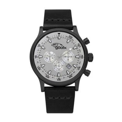 OROLOGIO CRONOGRAFO UOMO GOOIX HUA-05893 CASSA ACCIAIO PVD NERA CINTURINO PELLE  Foto 1 de 2
