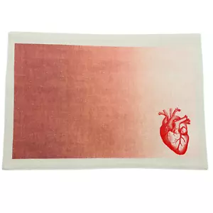 Set 4 Tovagliette Lino Vittoriano Gotico Rosso Sangue Secco Cuore Anatomiche Nuove - Foto 1 di 2