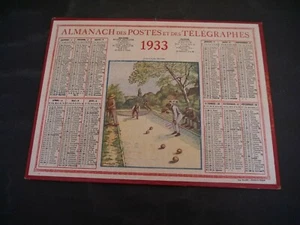 ALMANACH DES POSTES ET DES TÉLÉGRAPHES 1933 JOUEURS DE BOULES - Picture 1 of 2