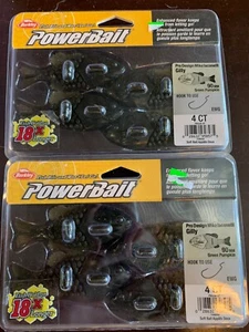 GILLY green pumpkin fishing bait/lure 4-pk Lot x2pks PowerBait Berkley - Picture 1 of 3