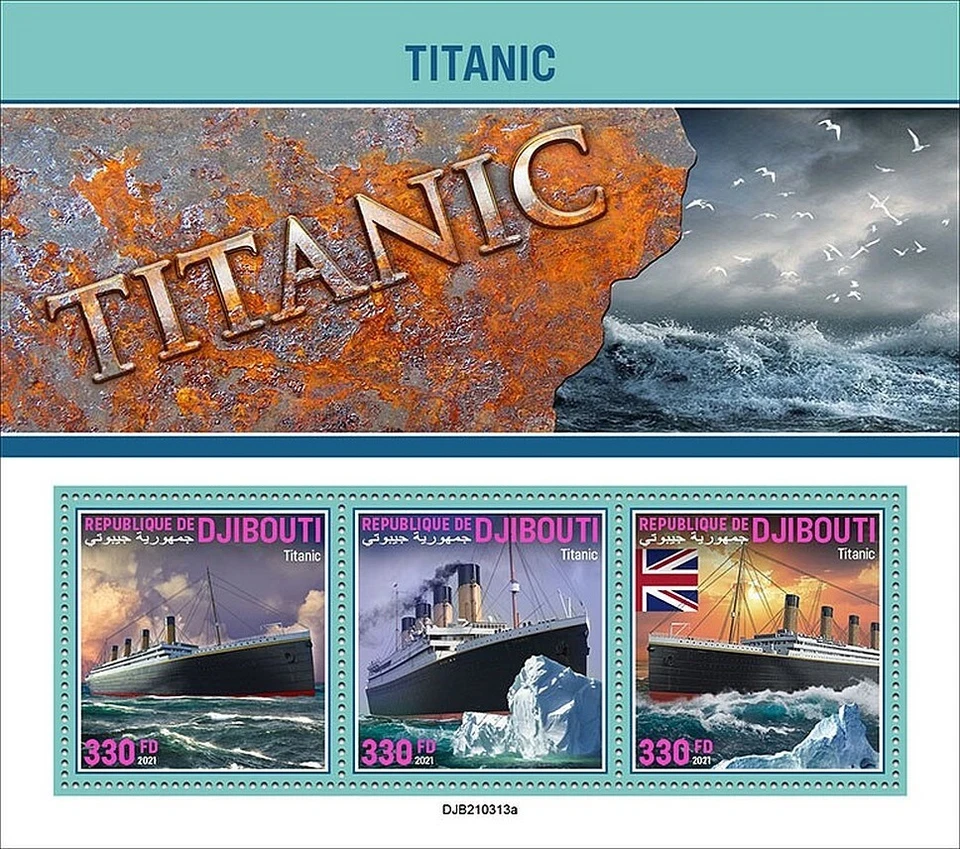 RMS TITANIC White Star Line Ocean Liner Ship Stamp Sheet #143 (2021 Djibouti) - Image 1 of 1