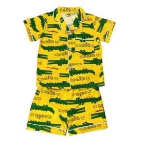 Button-Down Cotton Pajama/Loungewear Set with Crocodile Print for Kids - Picture 1 of 3