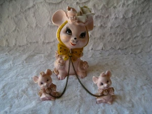 Estatuillas de ratón de cerámica con dos ratones bebés - Imagen 1 de 13